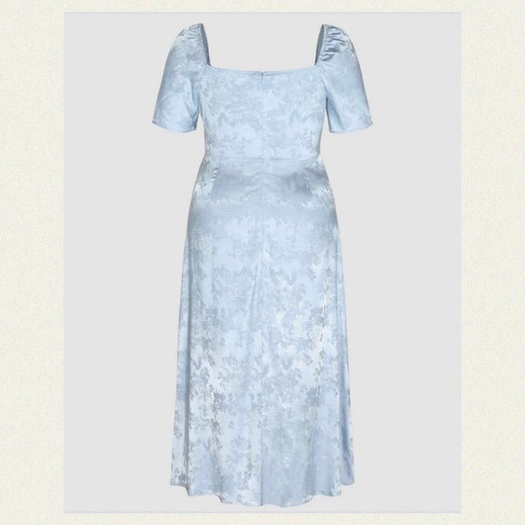 Sky Blue Jacquard Square Neck Maxi Dress - Picture 2 of 5